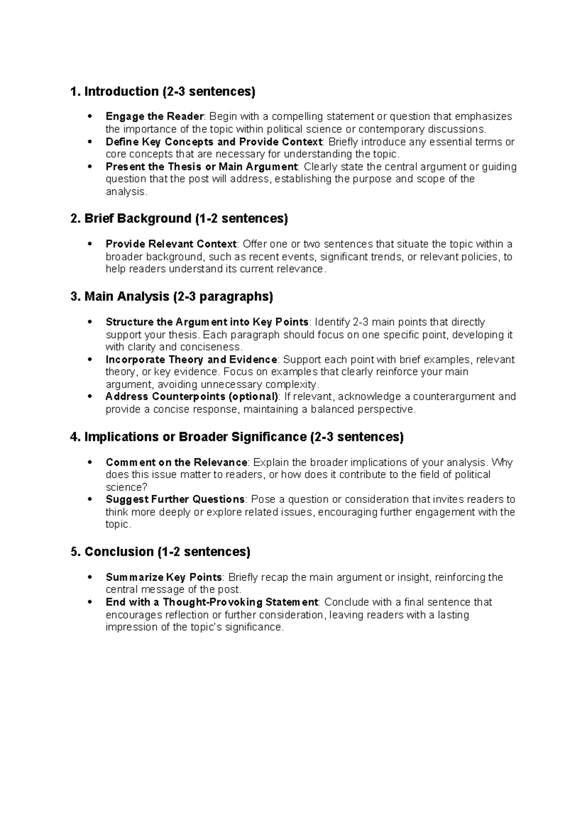 Questions blogpost + consignes - 1. Introduction (2-3 sentences) Engage ...