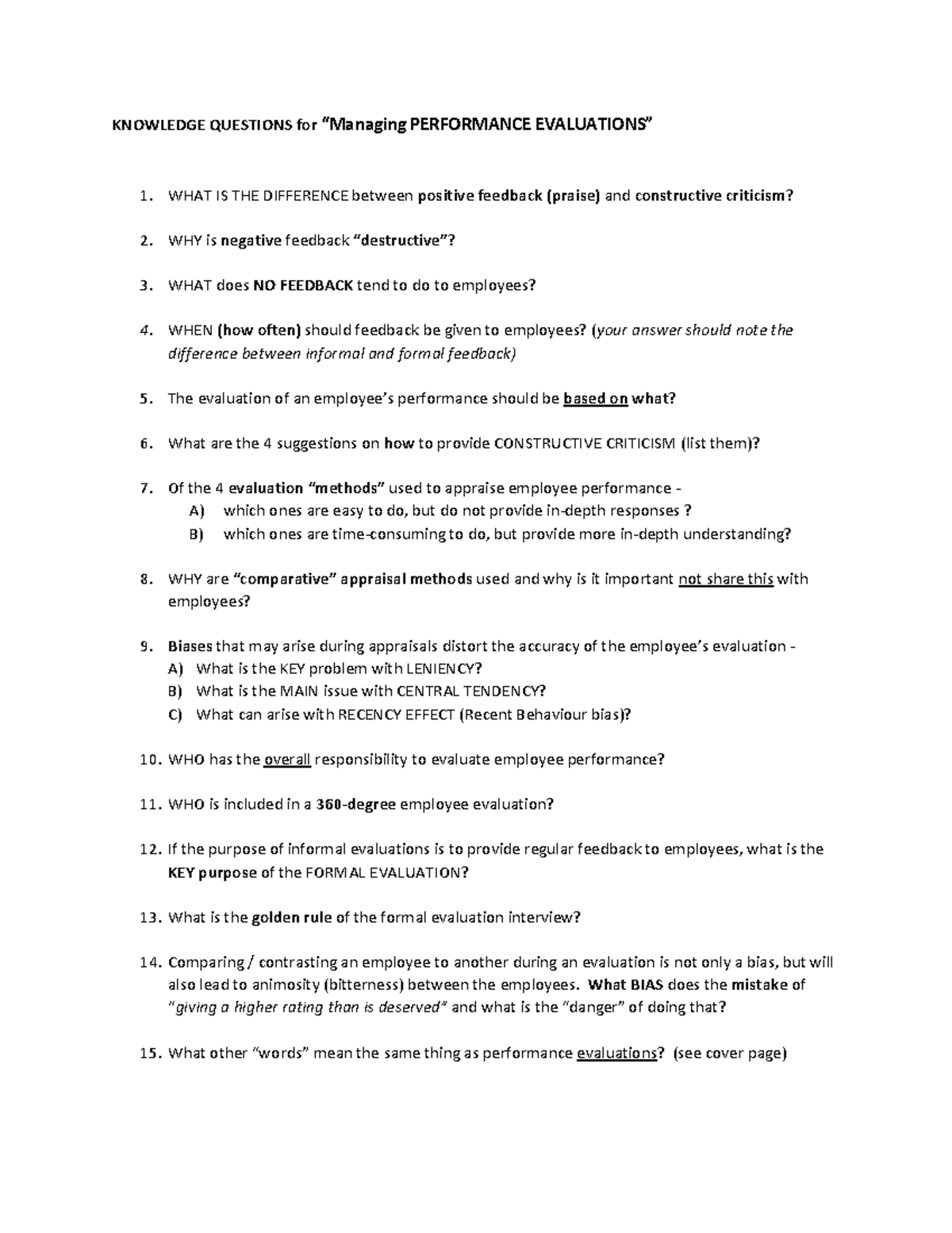 12.a Knowledge Questions for Performance Evaluations copy - KNOWLEDGE ...
