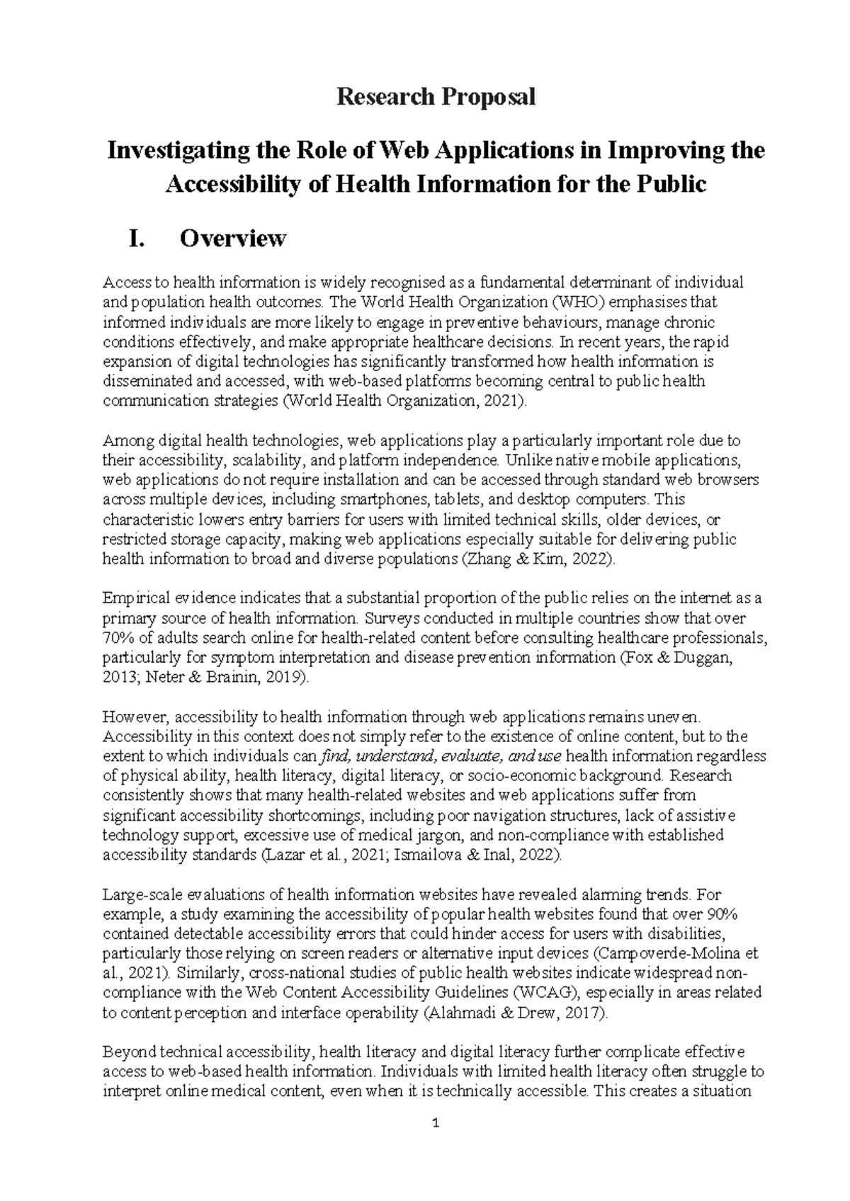 Research Proposal: Enhancing Health Info Accessibility via Web Apps ...