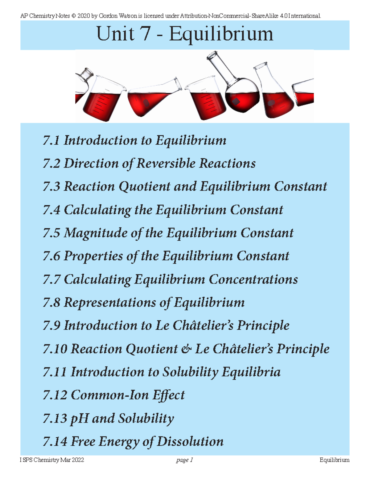 Unit 7 Student Notes With No Questions - Unit 7 - Equilibrium 7 ...