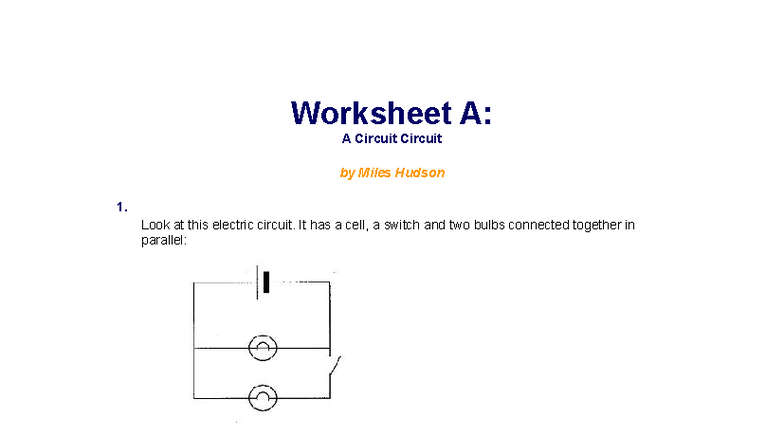 Worksheet A: Journey of an Electron in a Circuit - Studocu