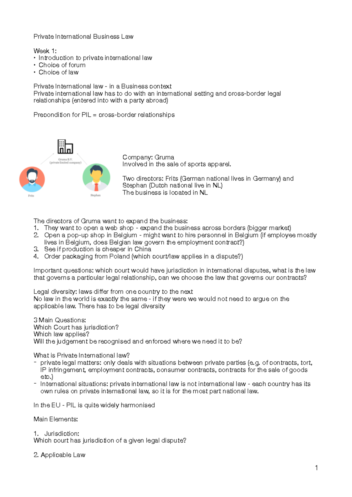 PIBL Exam Outline - Notes on Private International Business Law ...