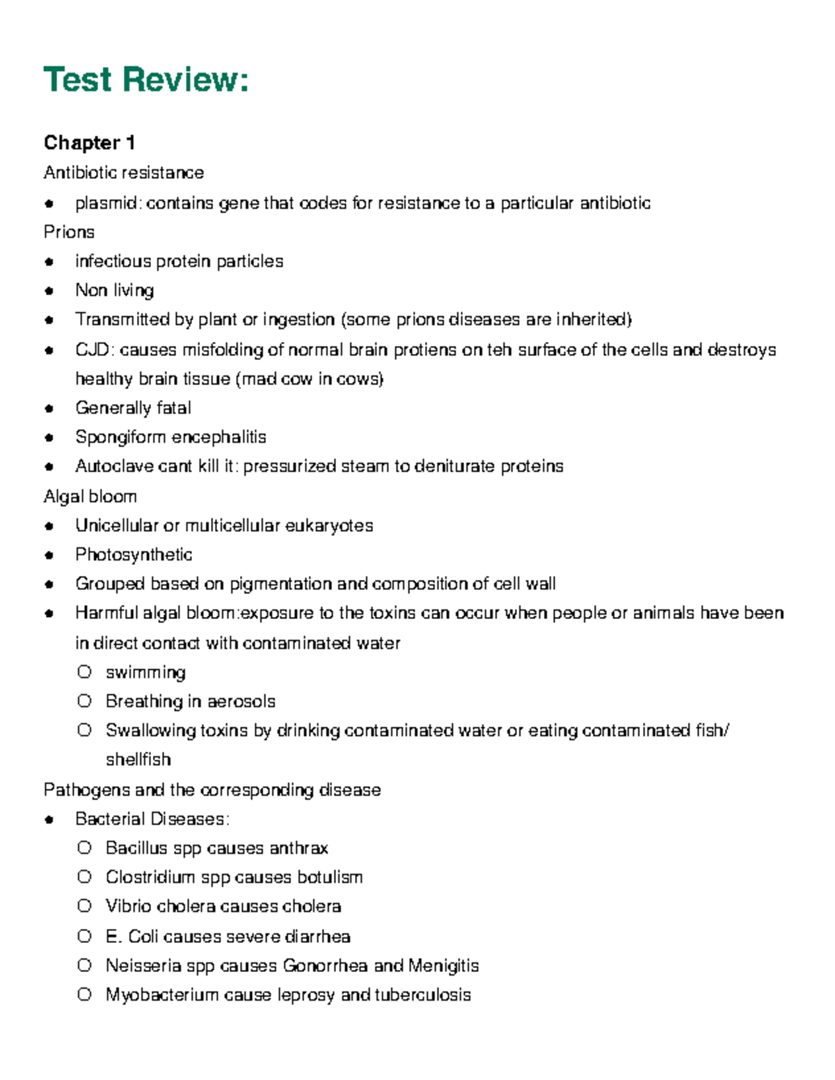 Midterm 1 Review: Microbiology Concepts and Pathogen Overview - Studocu