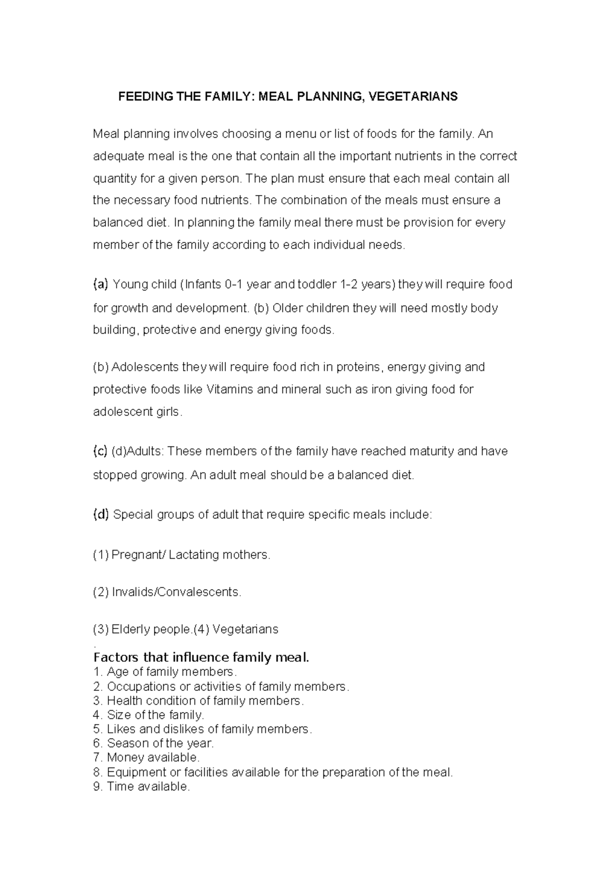 Effective Meal Planning for Families: Focus on Vegetarians and ...