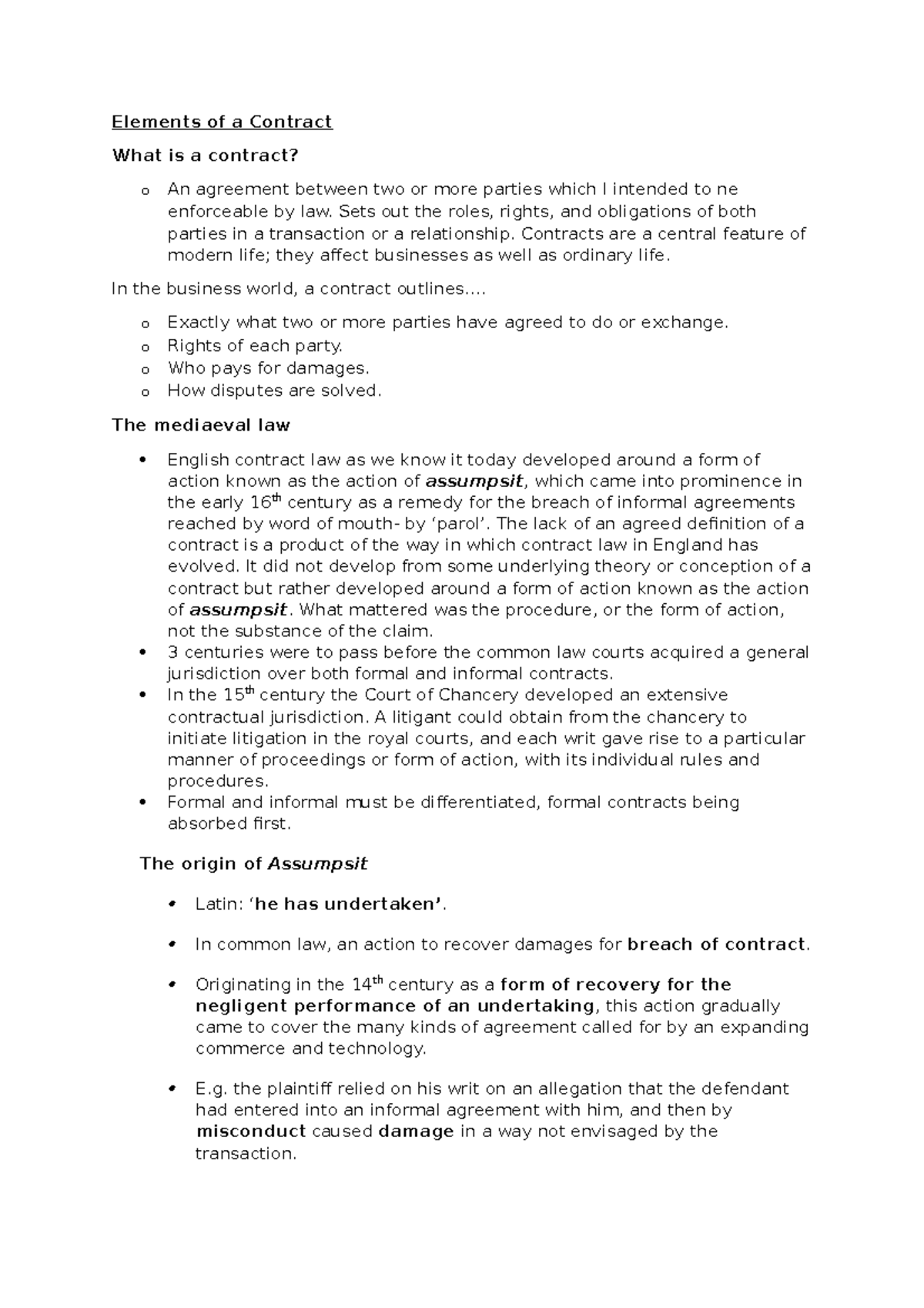 Contract Law Overview: Essential Elements and Case Studies - Studocu