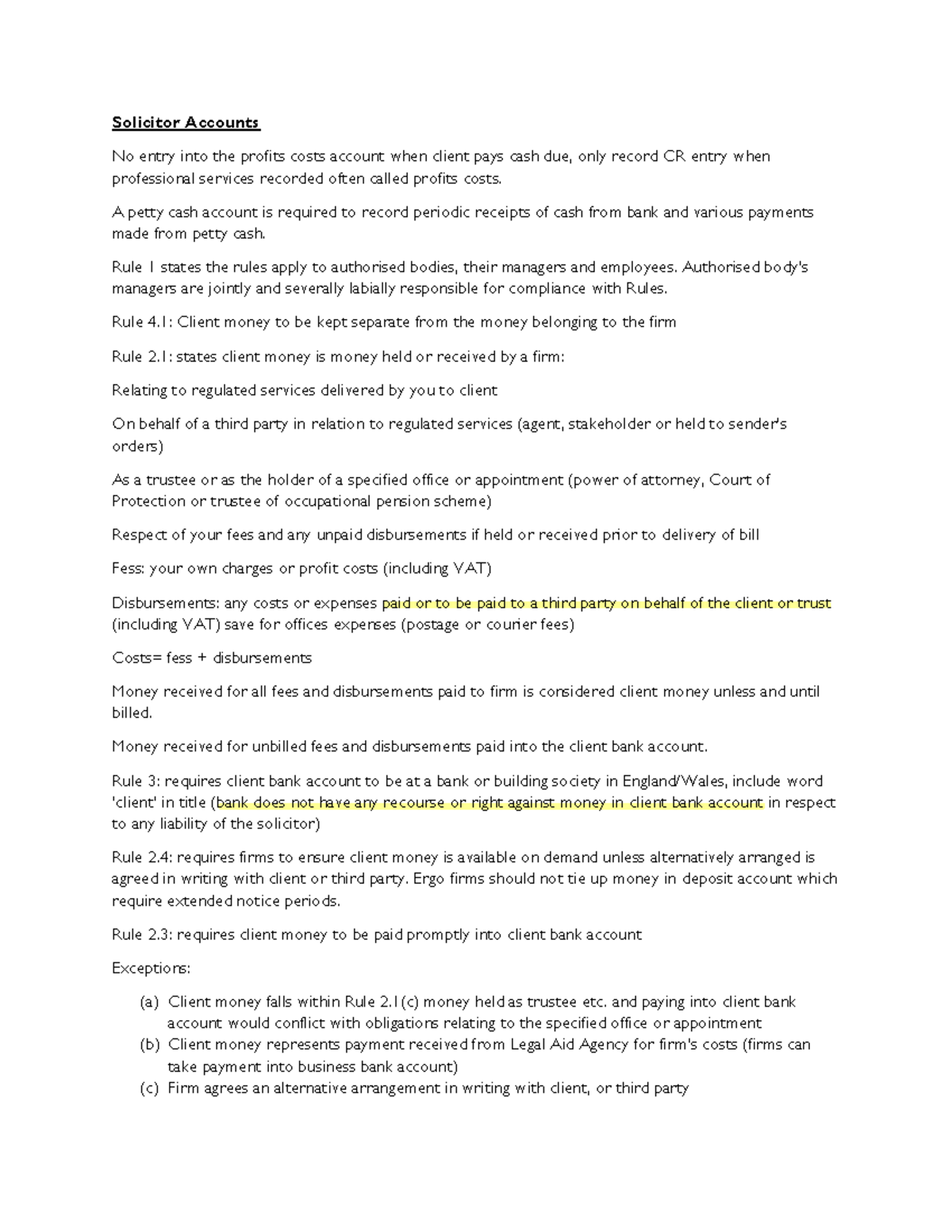 Solicitor Accounts summary - Solicitor Accounts No entry into the ...