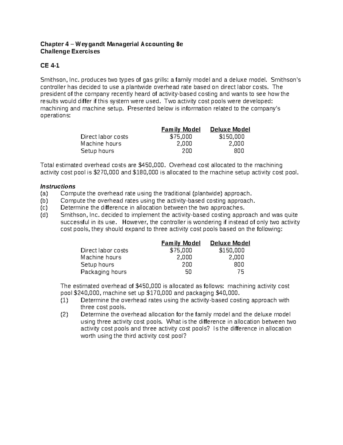 Chap 01 - ACC 202: Challenge Exercises & Evaluation of Options - Studocu