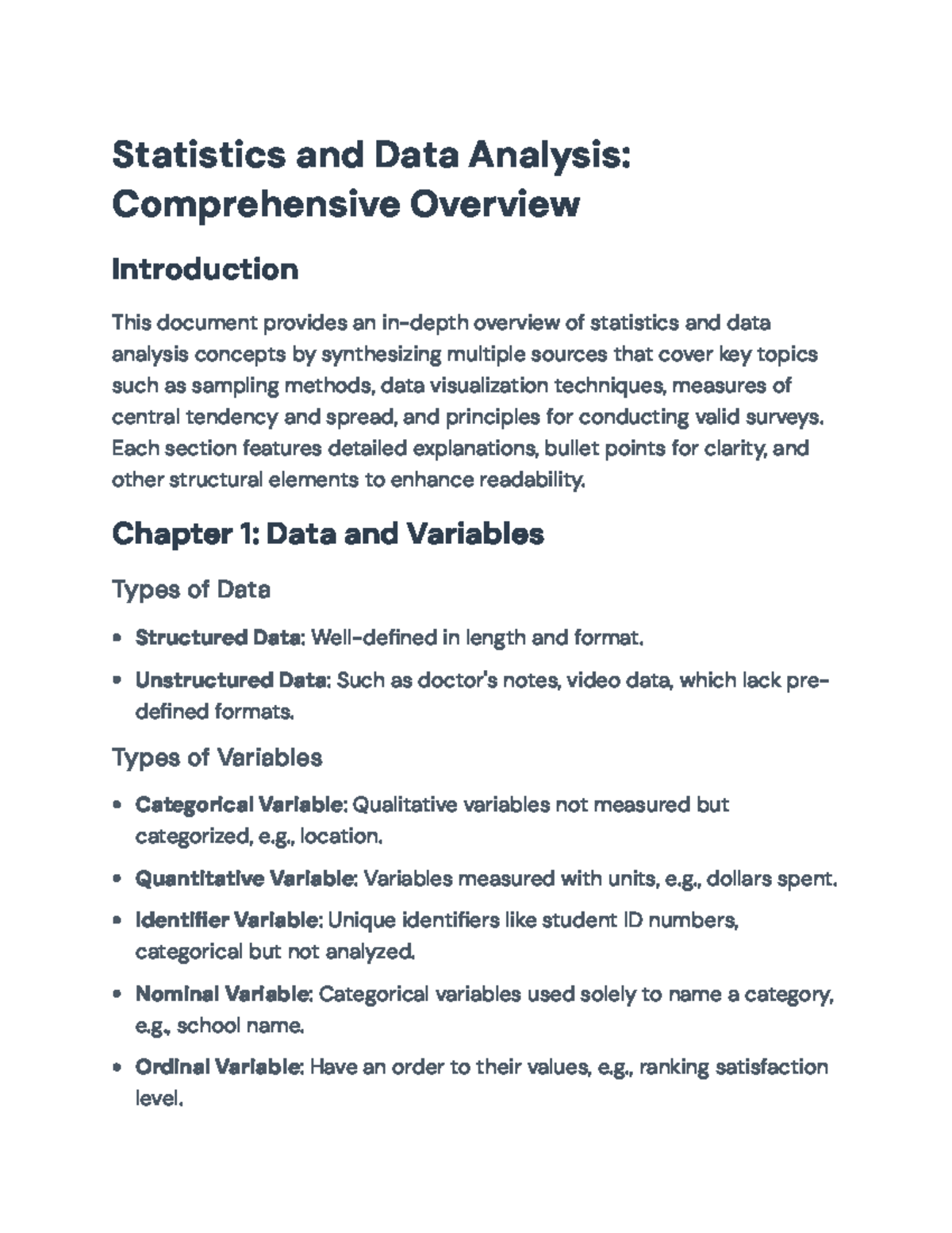 Comprehensive Overview of Statistics & Data Analysis Concepts ...