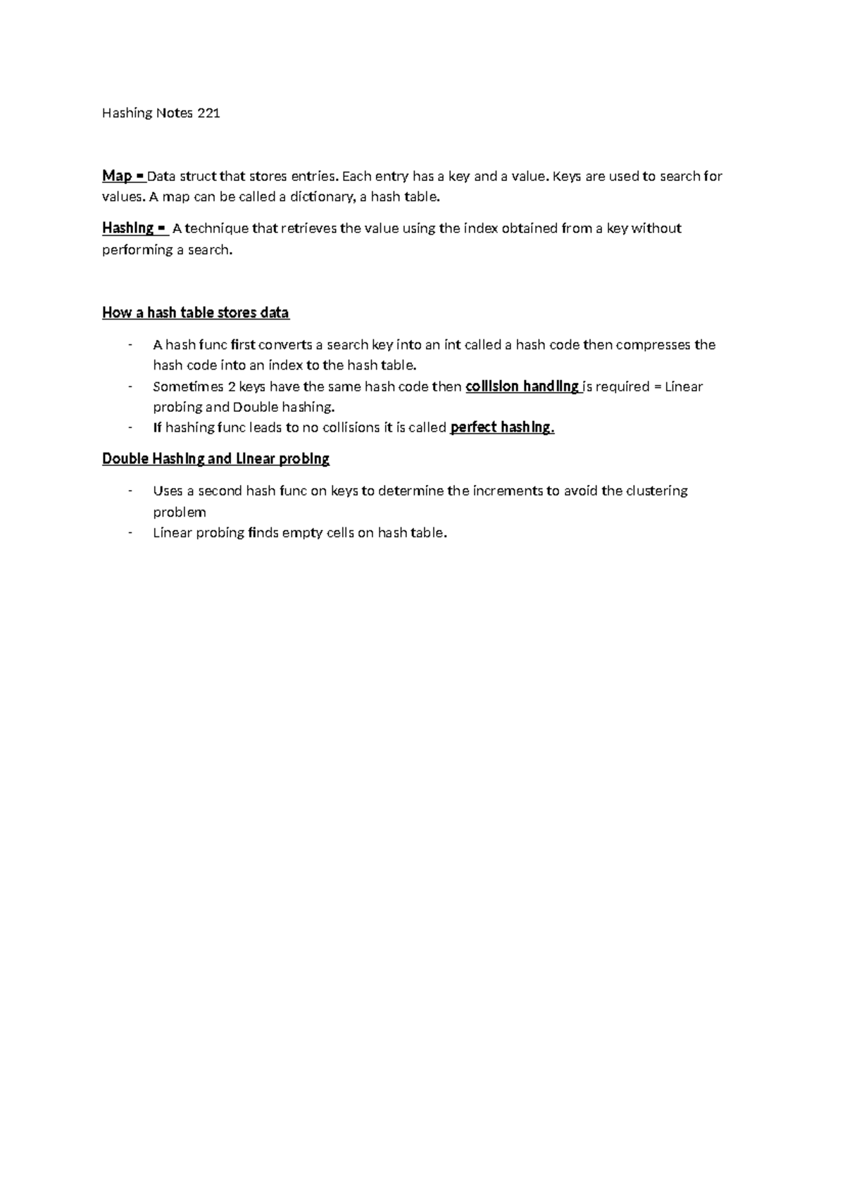 Hashing Techniques and Concepts Notes 221 - Studocu