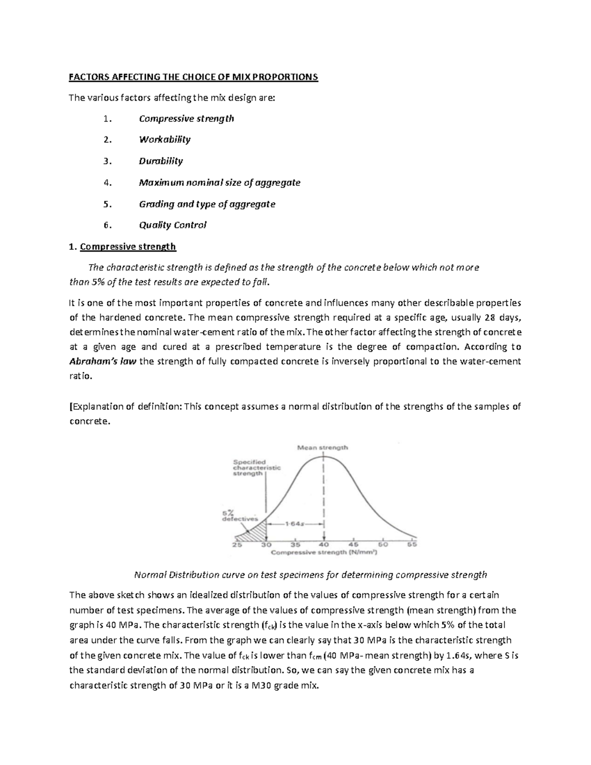 Mix Design Factors & Choice of Proportions: A Comprehensive Study - Studocu