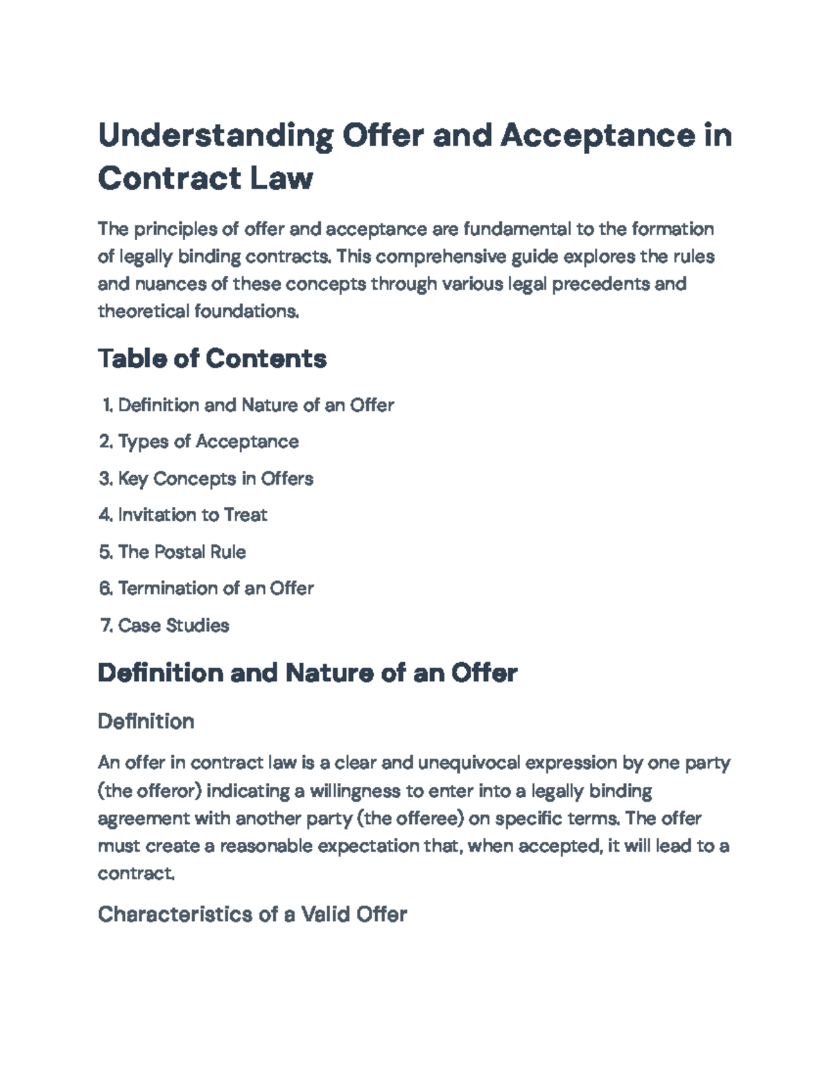 Understanding Offer and Acceptance in Contract Law: A Comprehensive ...
