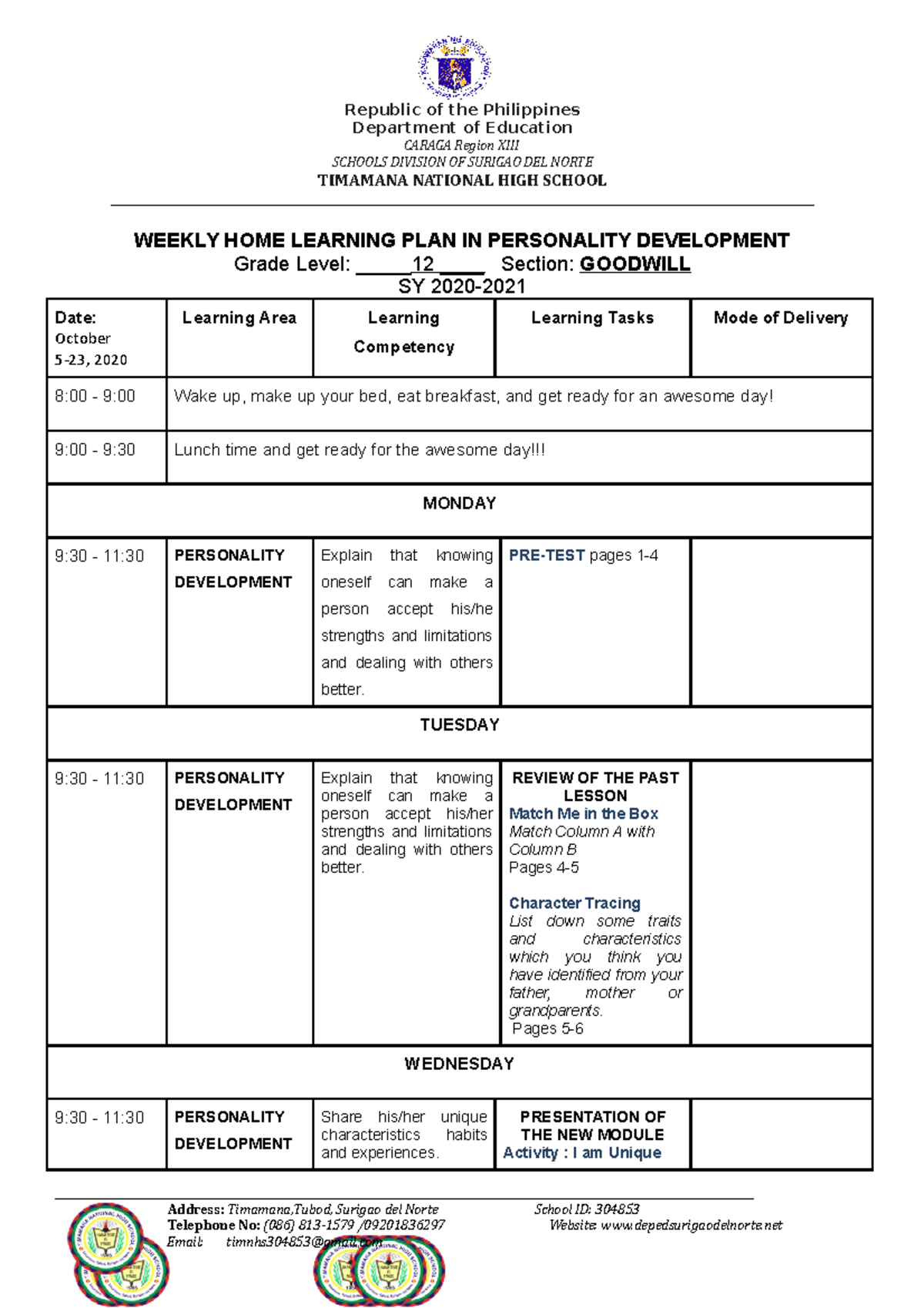 PER DEV Module 1 - Republic of the Philippines Department of Education ...