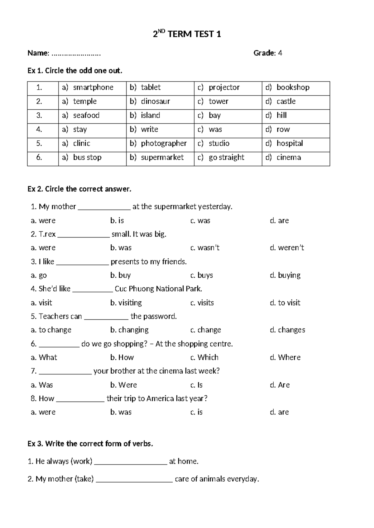 2ND TERM TEST 1 - Final Exam for Wonderful World 4 - Studocu