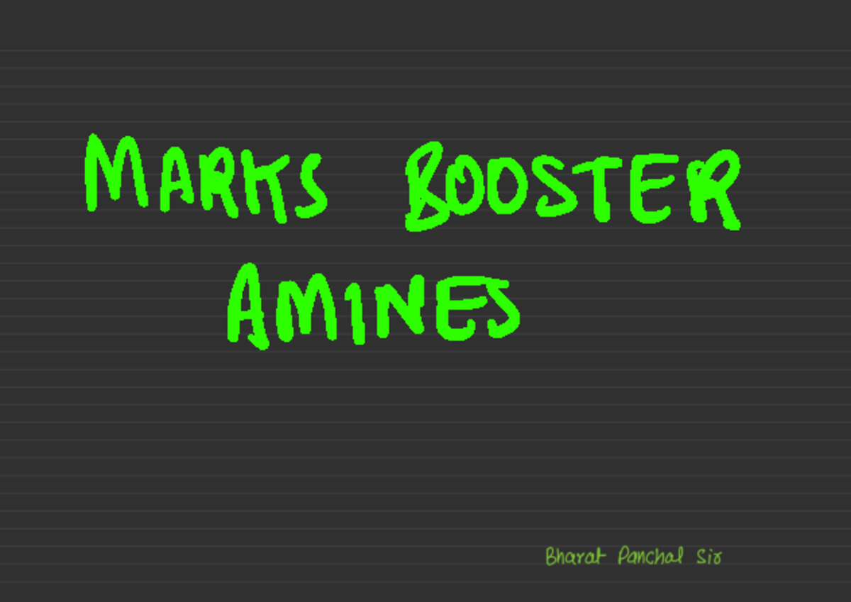 Marks Booster: Amines Overview and Key Concepts - Studocu