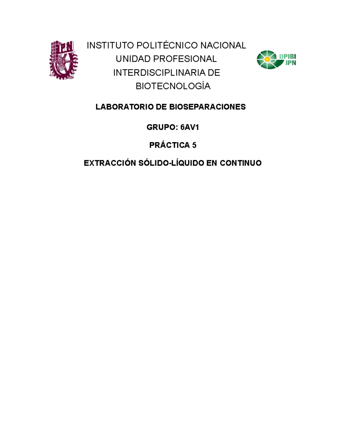 Práctica 5: Extracción Sólido-Líquido en Continuo (Biotecnología) - Document Preview