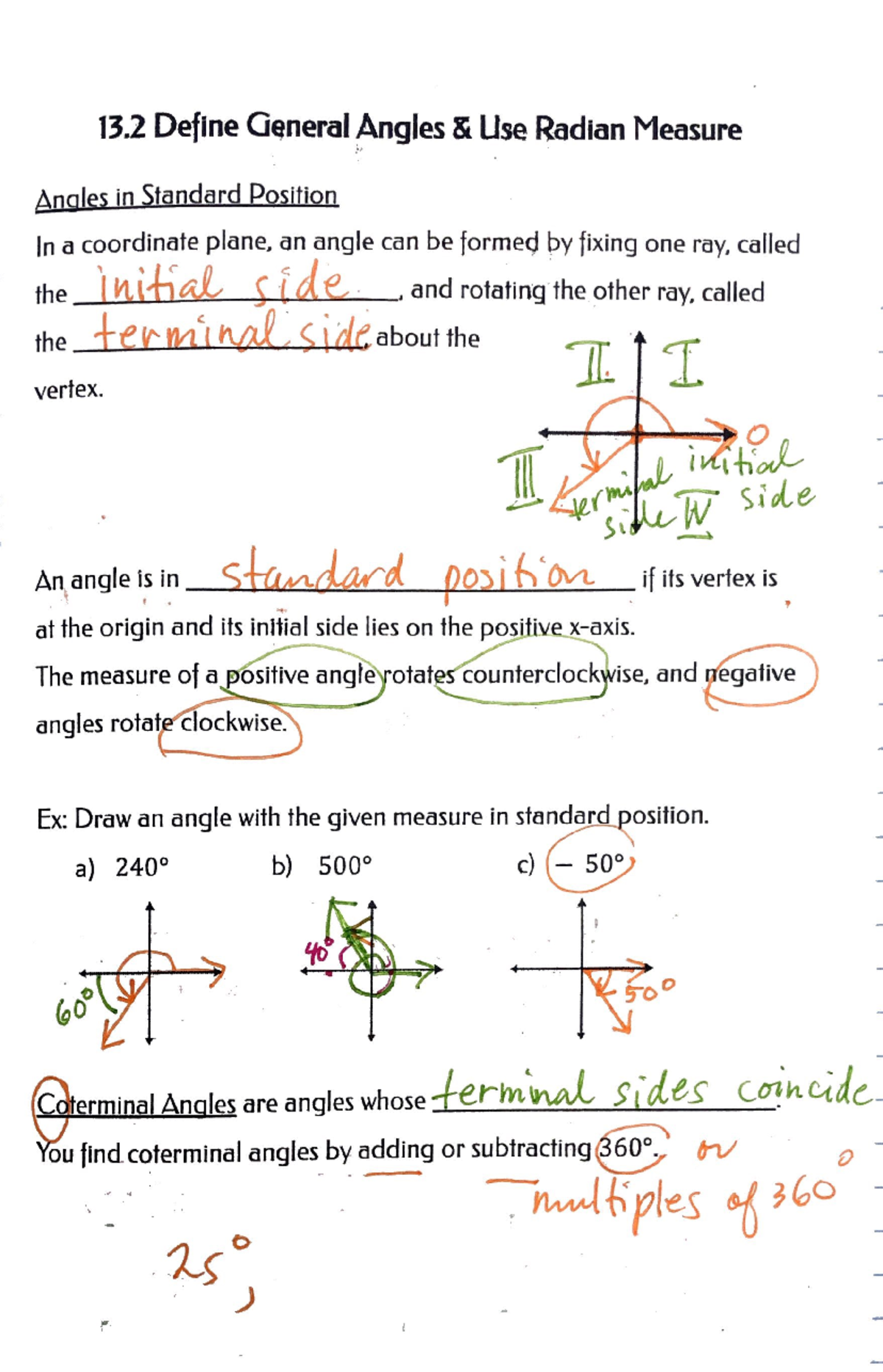 General Angles & Radian Measure Notes for Geometry (MATH 101) - Studocu
