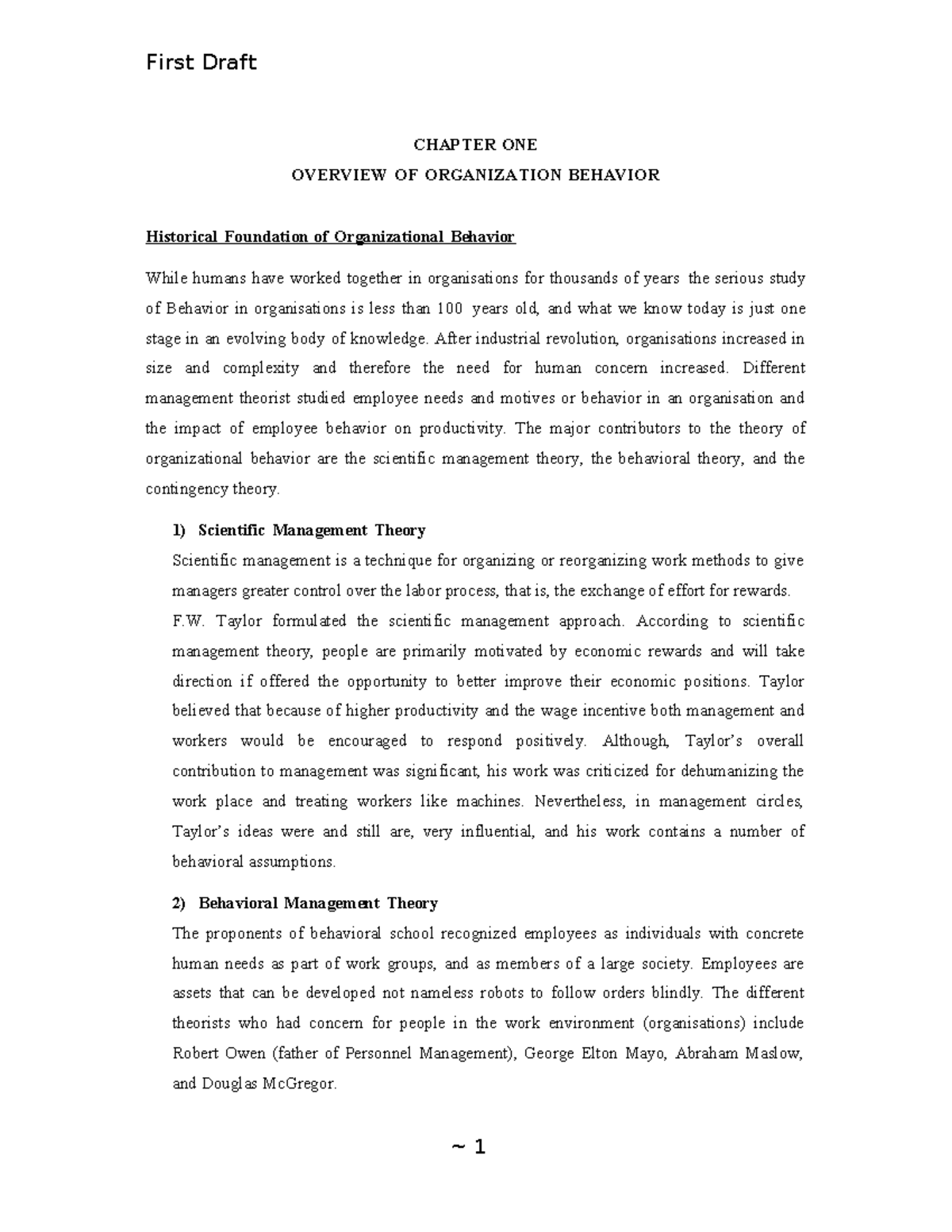 OB-CH1&2-LectureNotes: Overview and Theories of Organizational Behavior ...