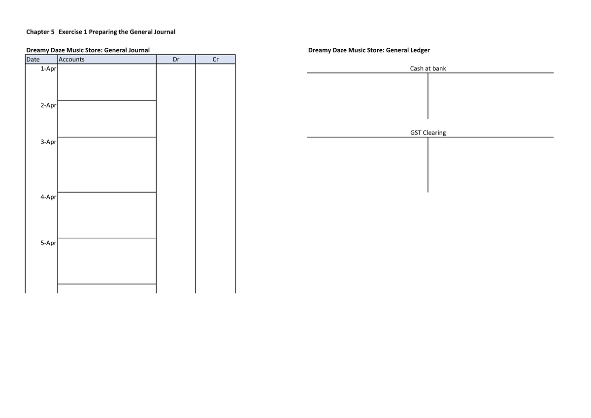 Exercise templates 05 - Accounting template - Chapter 5 Exercise 1 ...