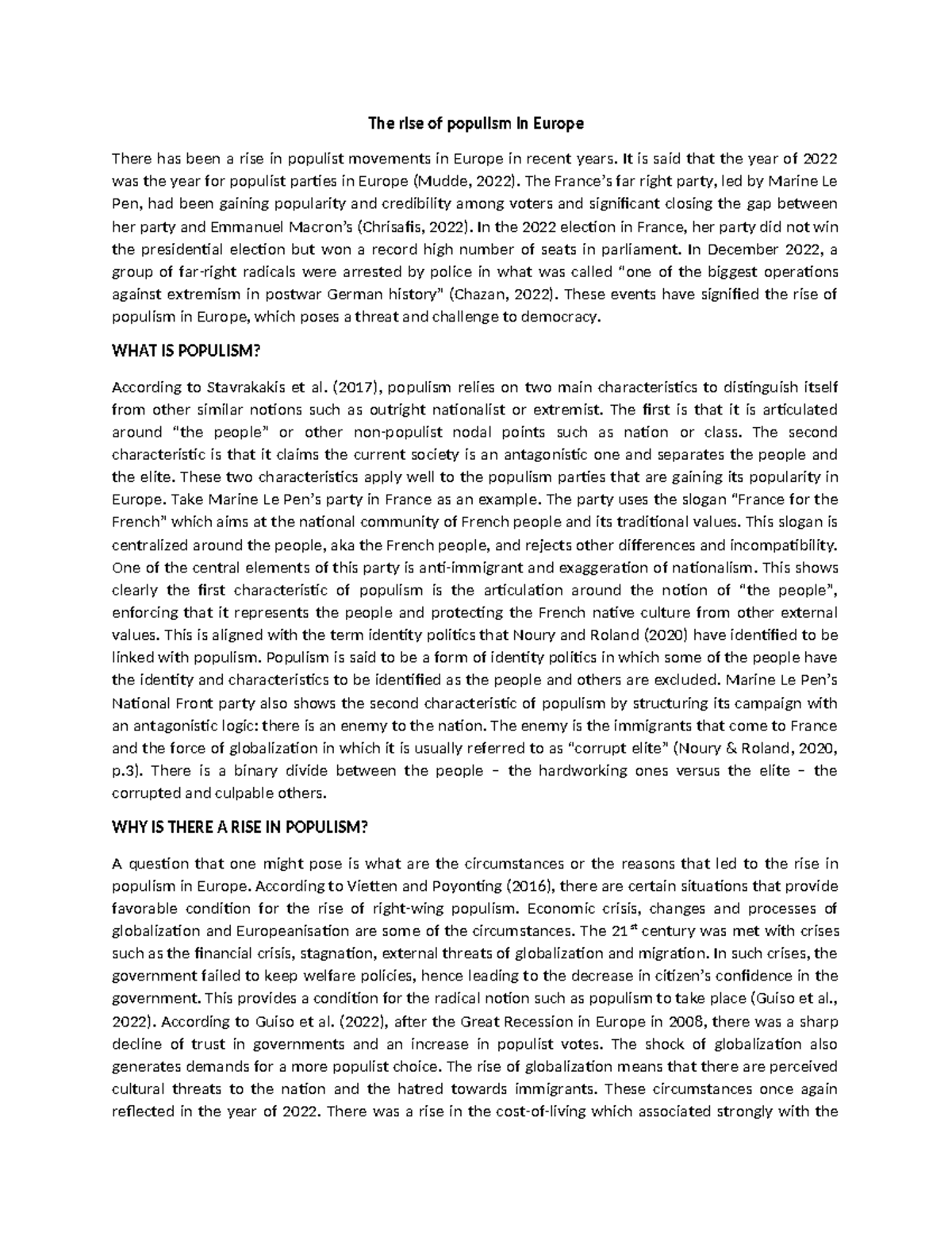 CE2334 Blog: Analyzing the Rise of Populism in Europe - Studocu