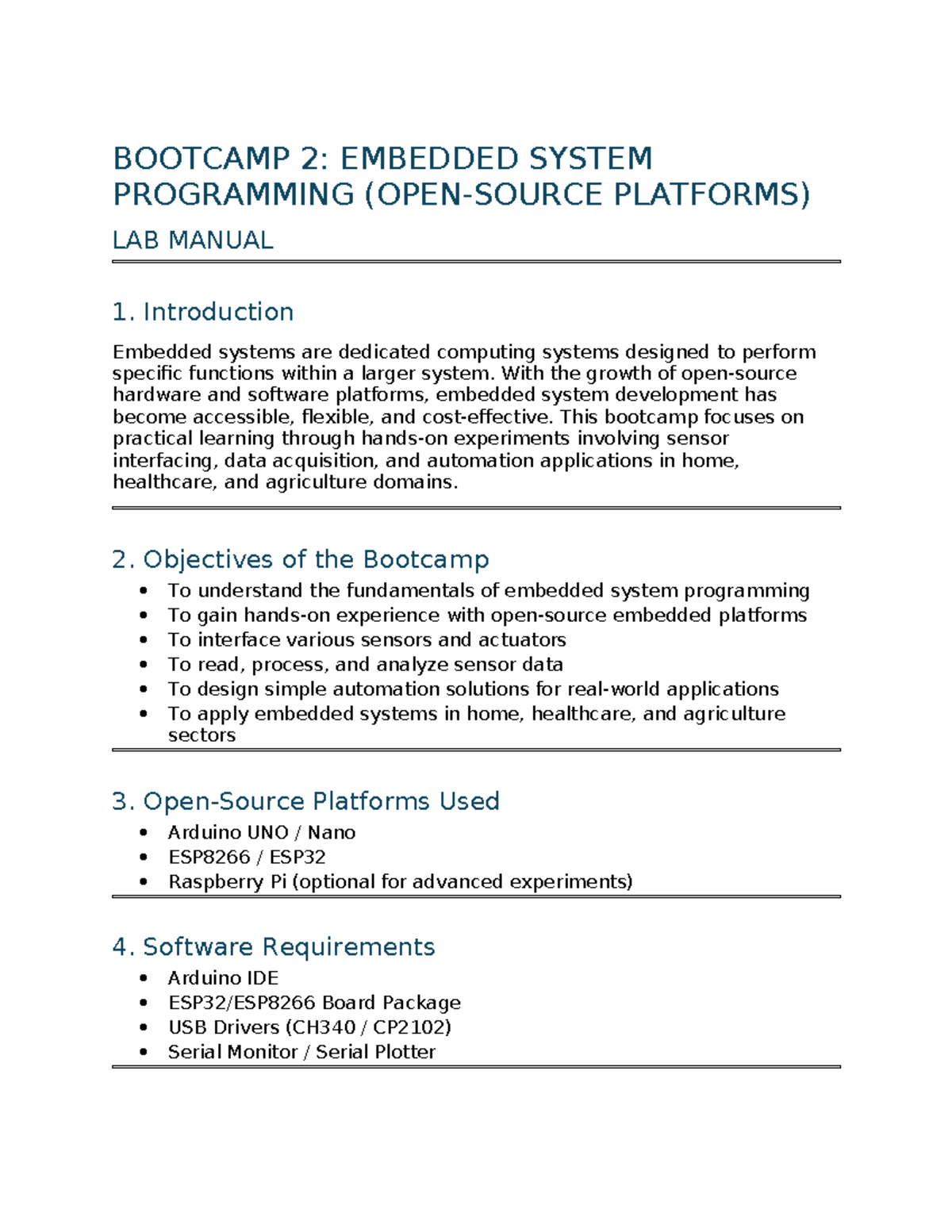 Bootcamp 2: Embedded System Programming Lab Manual - Studocu