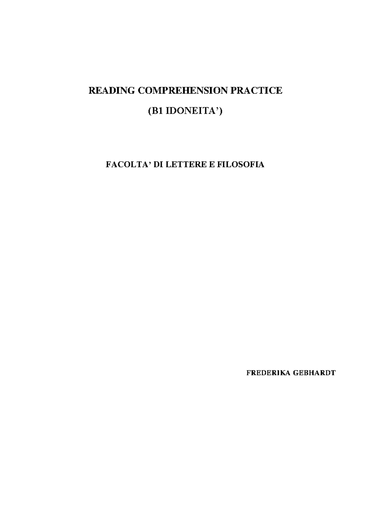 B1 Reading Comprehension Practice - Guidelines & Test Questions - Studocu