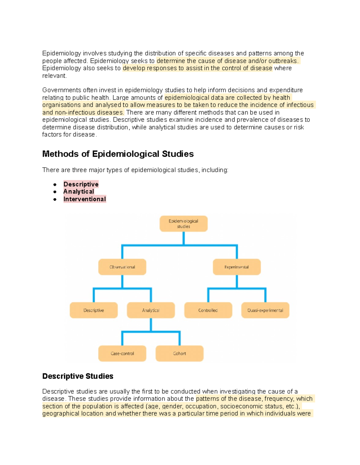 EPI 101: Methods of Epidemiological Studies Explained - Studocu