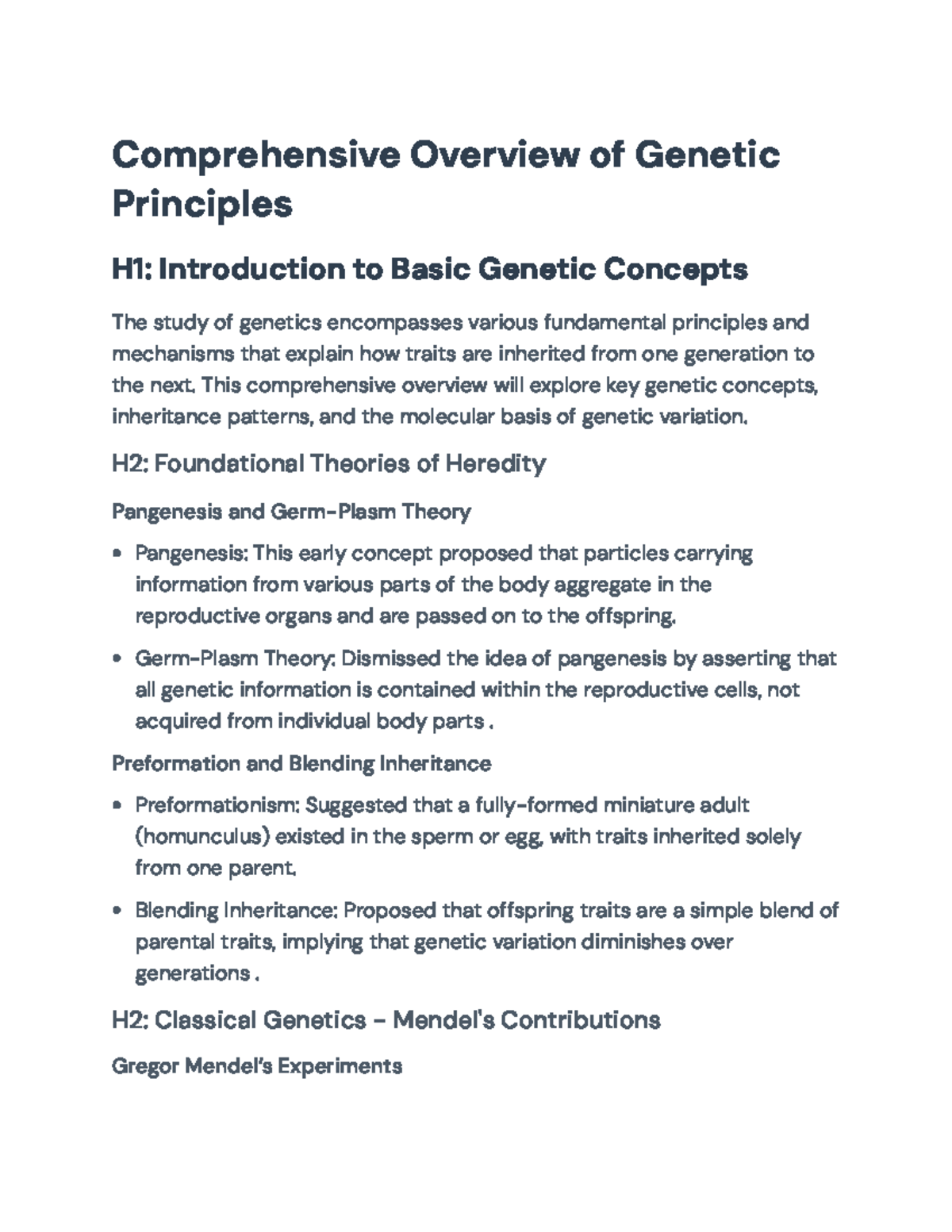 Comprehensive Overview of Genetic Principles (BIO 101) - Comprehensive ...
