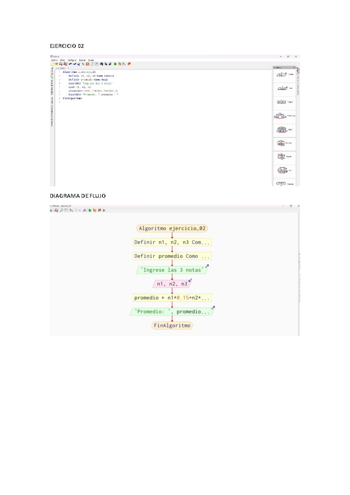 Ejercicio 02- Algoritmos - fundamentos de programacion - EJERCICIO 02 ...