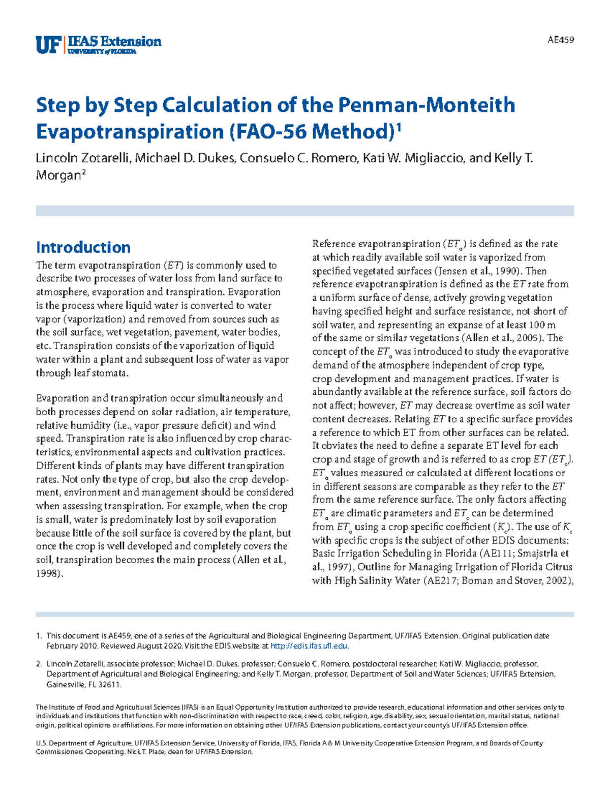 AE45900 - Hydrology - AE Step by Step Calculation of the Penman ...