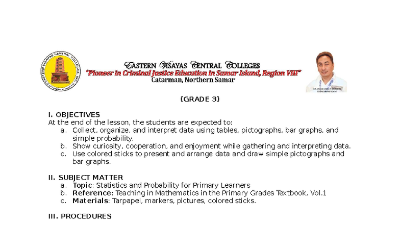DETAILED LESSON PLAN IN MATH I (GRADE 3): DATA COLLECTION & PROBABILITY ...