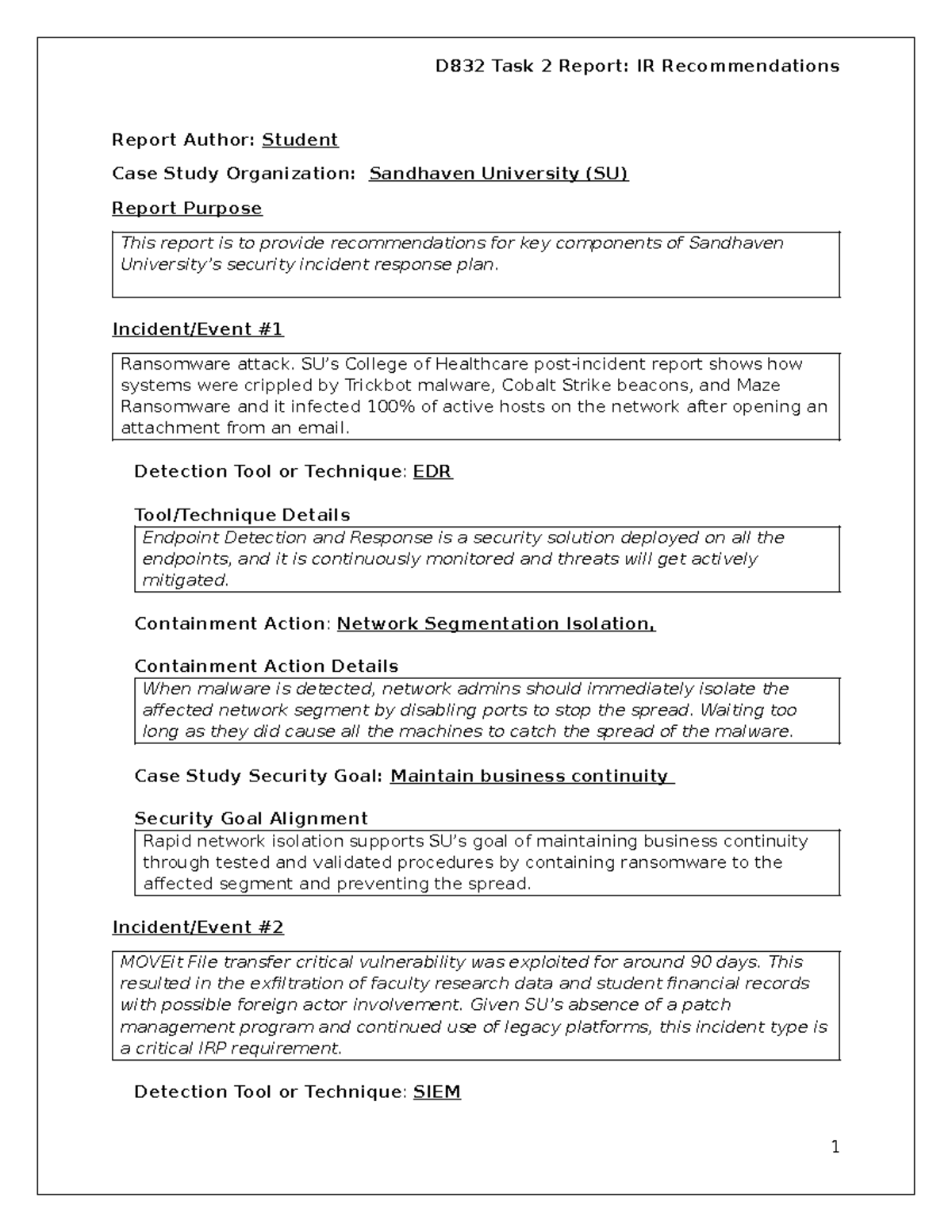D832 Task 2 Case Study: IR Recommendations for Ransomware Response ...