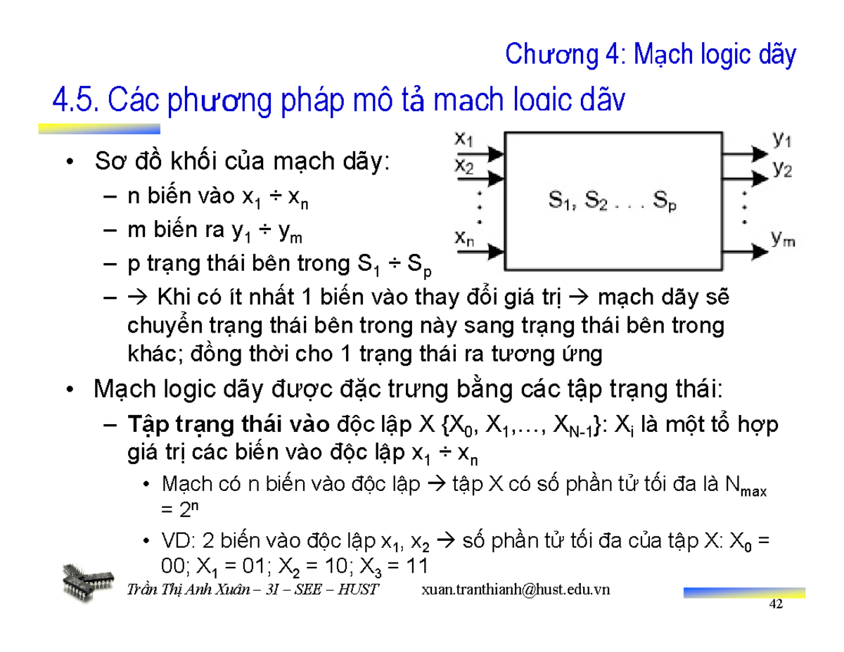 Chương 4: Mạch Logic Dãy - Phương Pháp Mô Tả và Ứng Dụng 3I SEE HUST ...