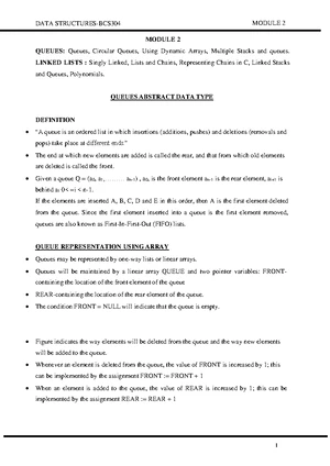 Module 2 Notes on Data Structures - BCS304: Queues and Linked Lists ...