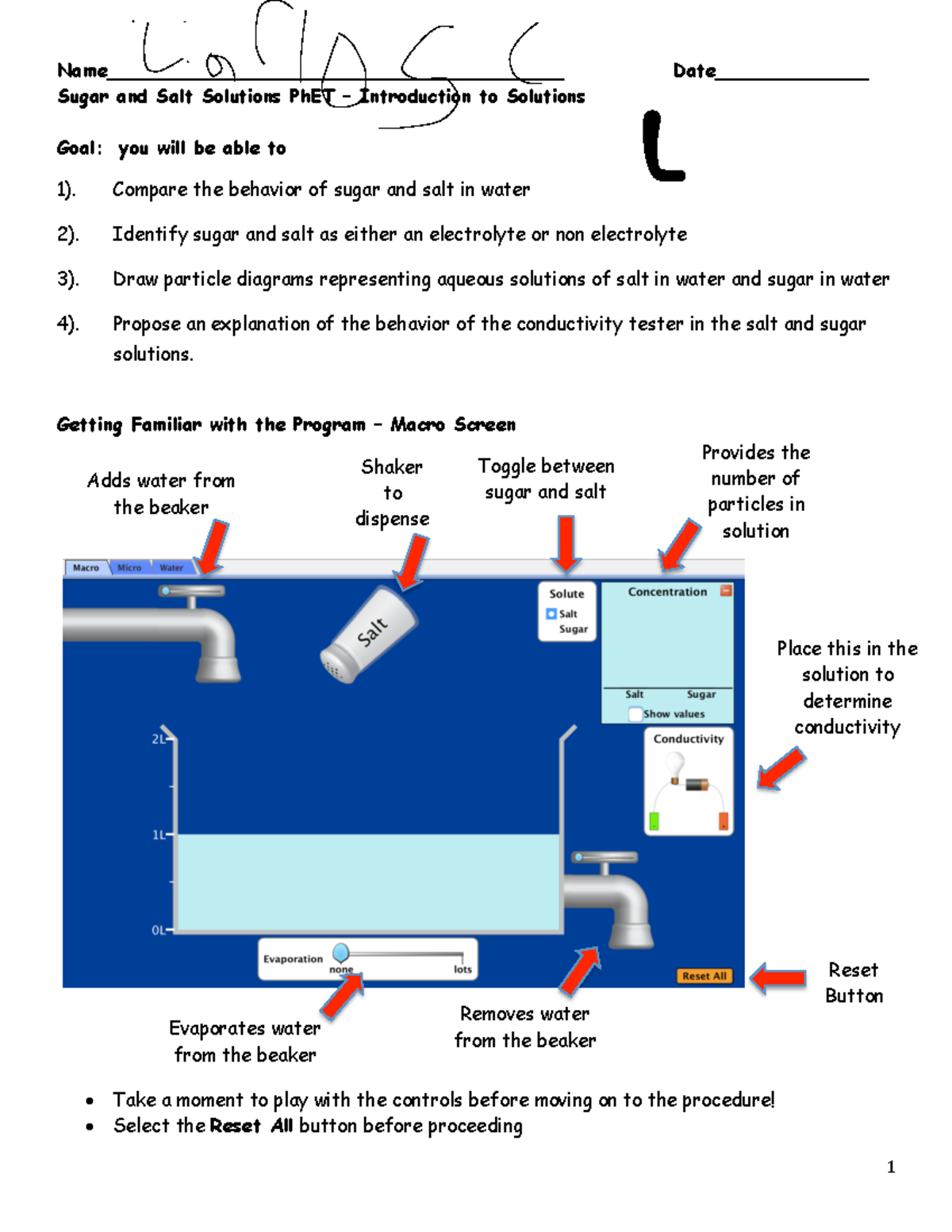 Sugar and Salt Solutions PhET - Intro to Electrolytes and Conductivity ...