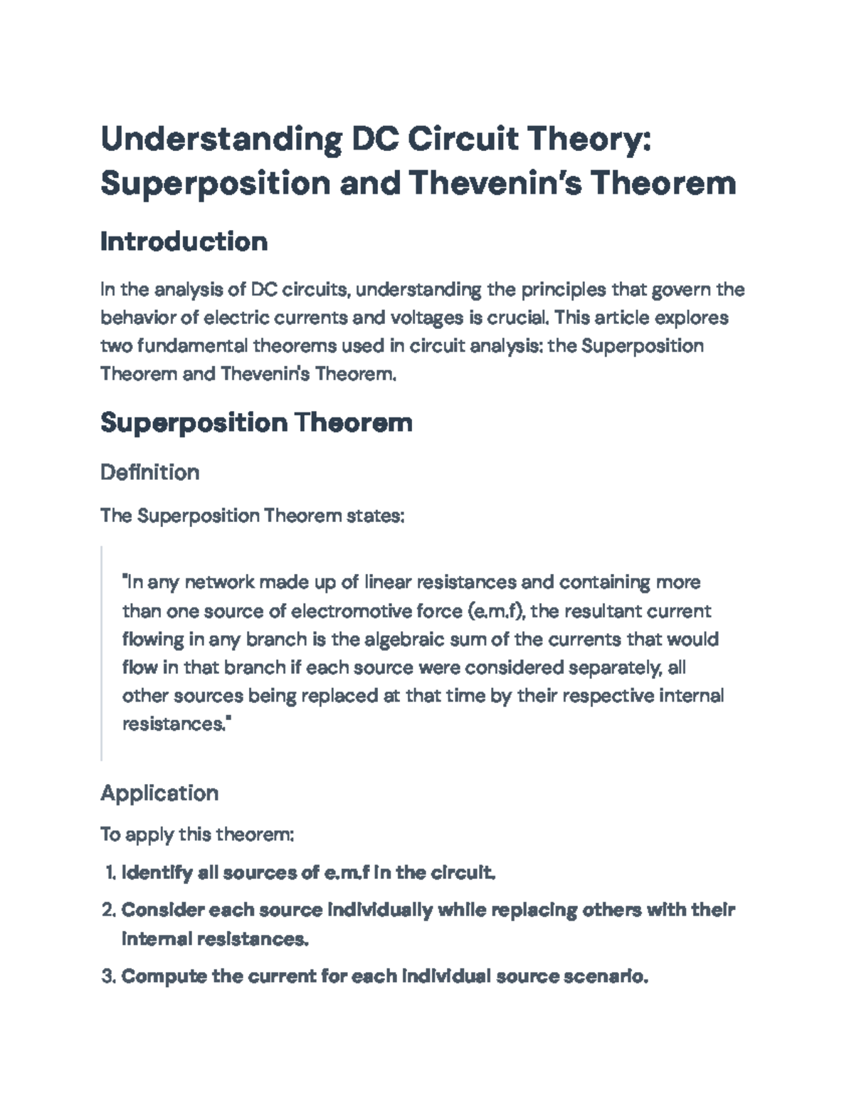 Understanding DC Circuit Theory: Superposition & Thevenin’s Theorem ...