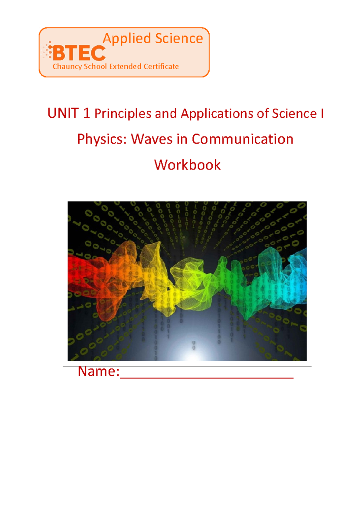 BTEC Unit 1 Physics Exam Workbook: Waves in Communication - Studocu