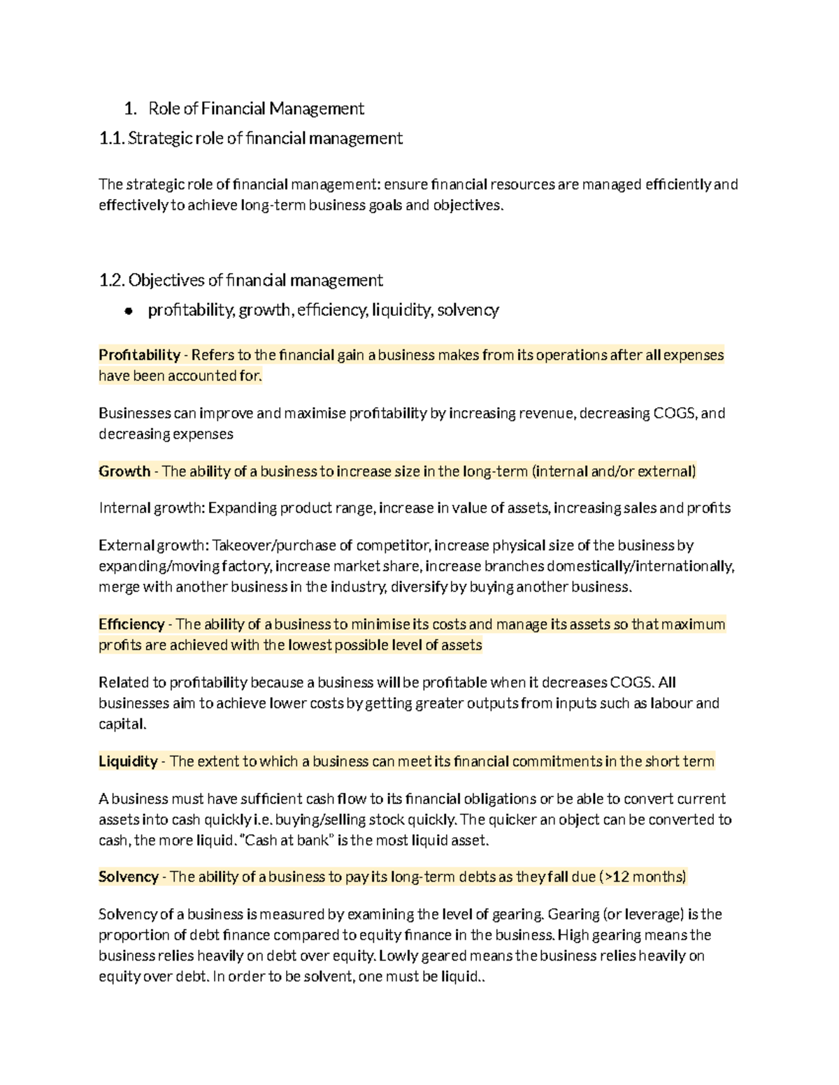 CASE Study NOTES: Strategic Role of Financial Management - Studocu