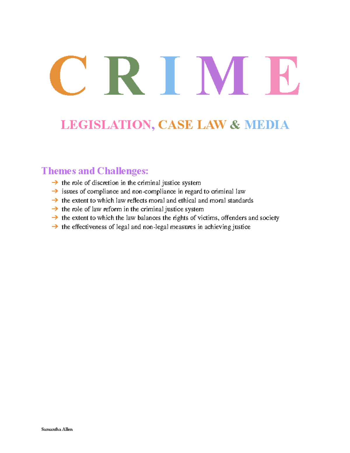 Legal Studies HSC LCMs - Themes, Legislation & Cases in Criminal Law ...