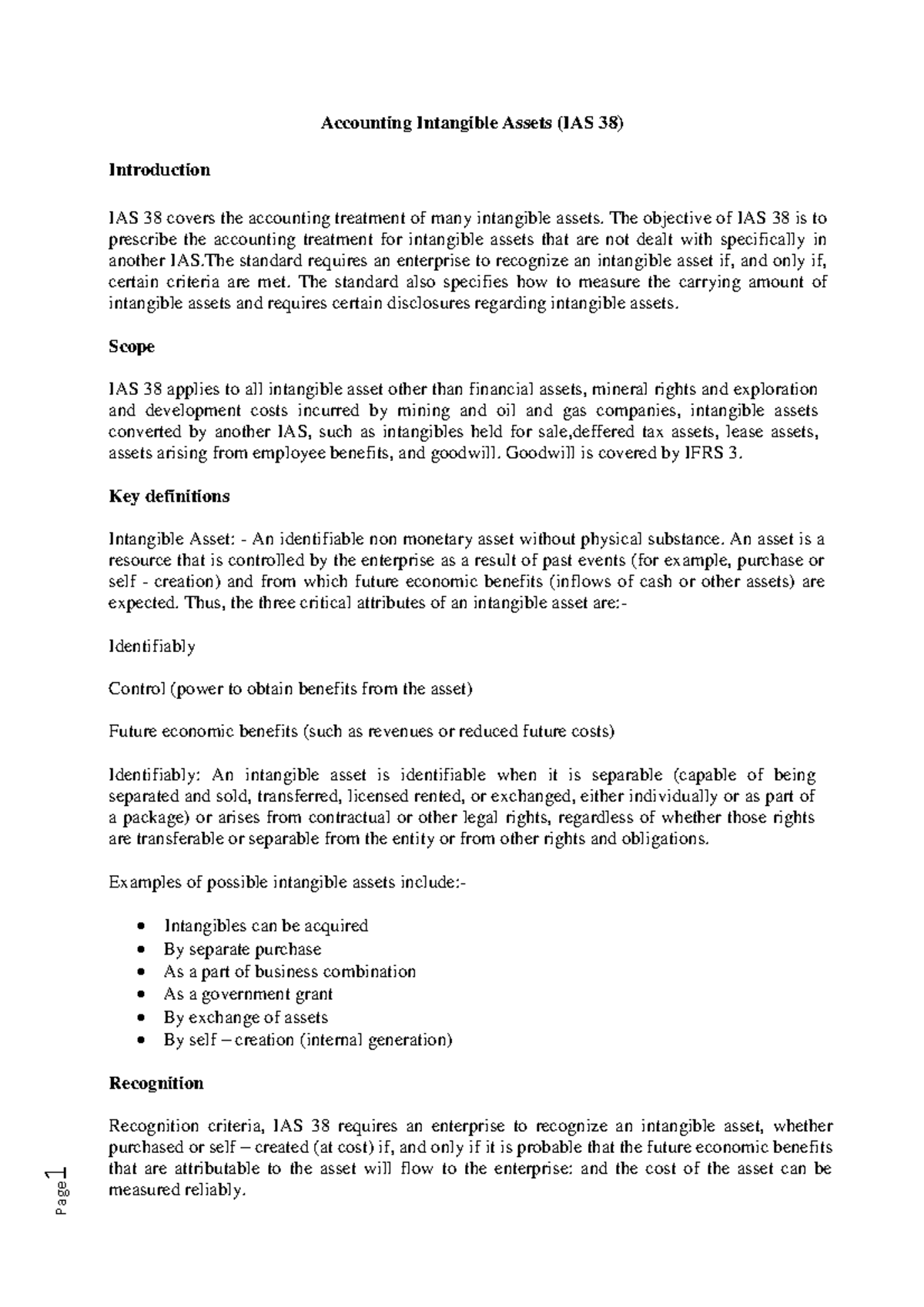 IAS 38: Accounting for Intangible Assets and Goodwill Analysis - Studocu