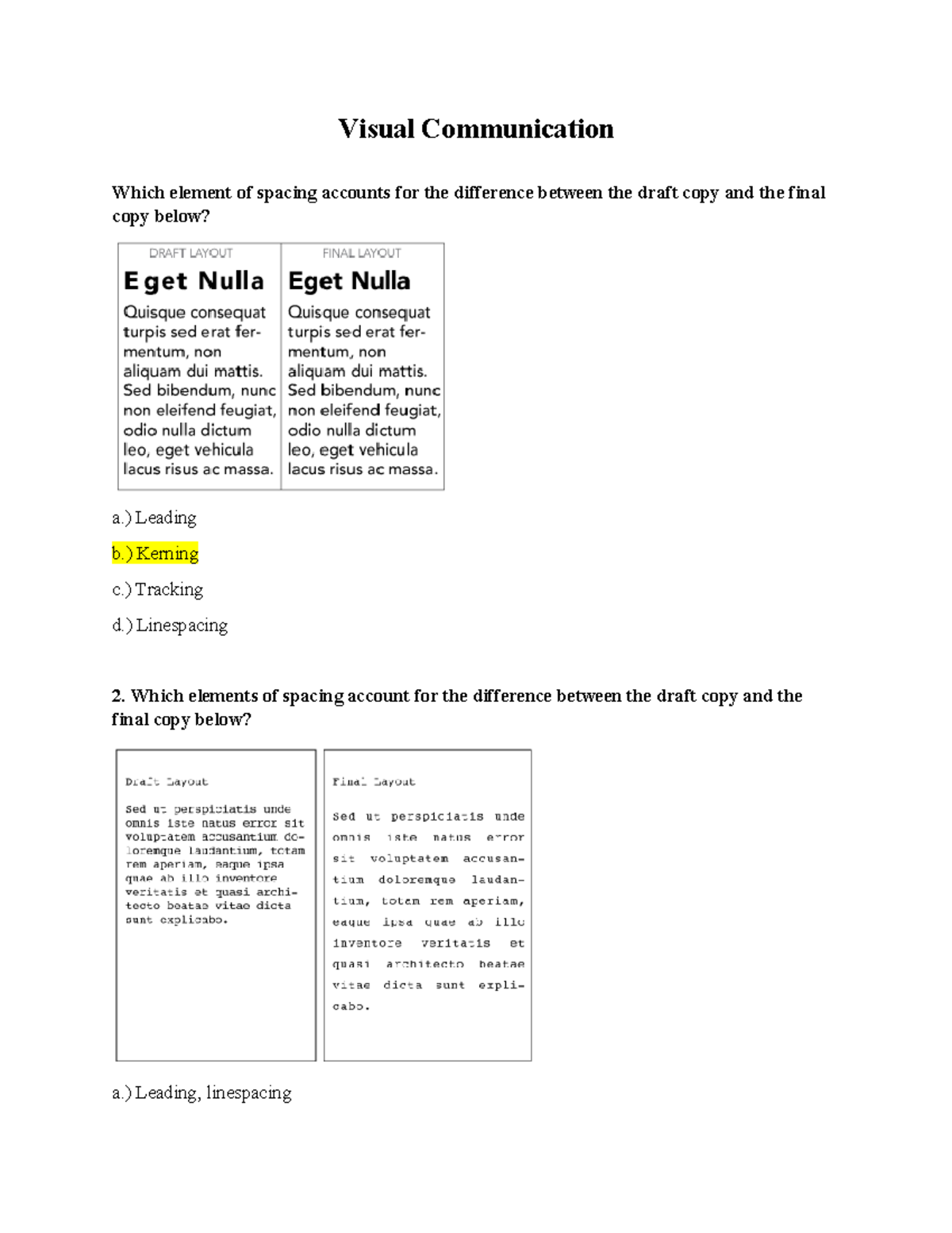 Visual Communication Quiz Questions & Answers (VC101) - Studocu