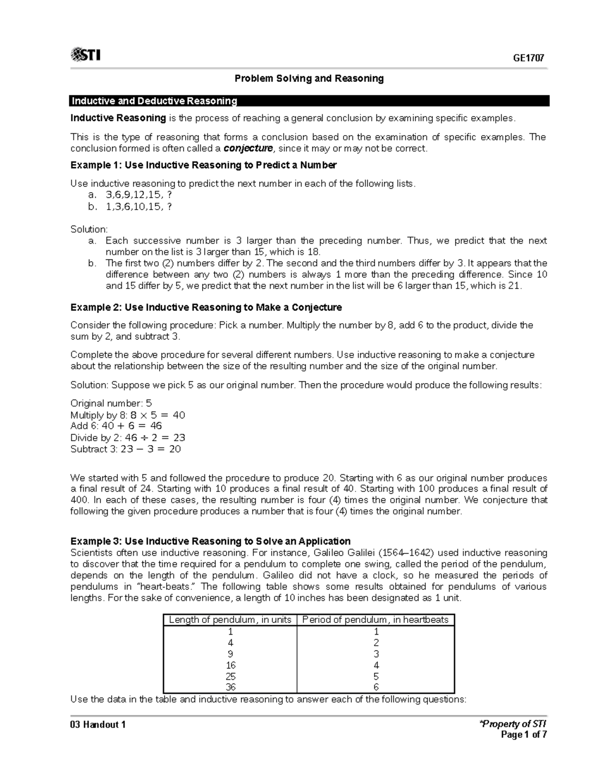 Mathematics Midterm 03 Notes: Inductive and Deductive Reasoning - Studocu