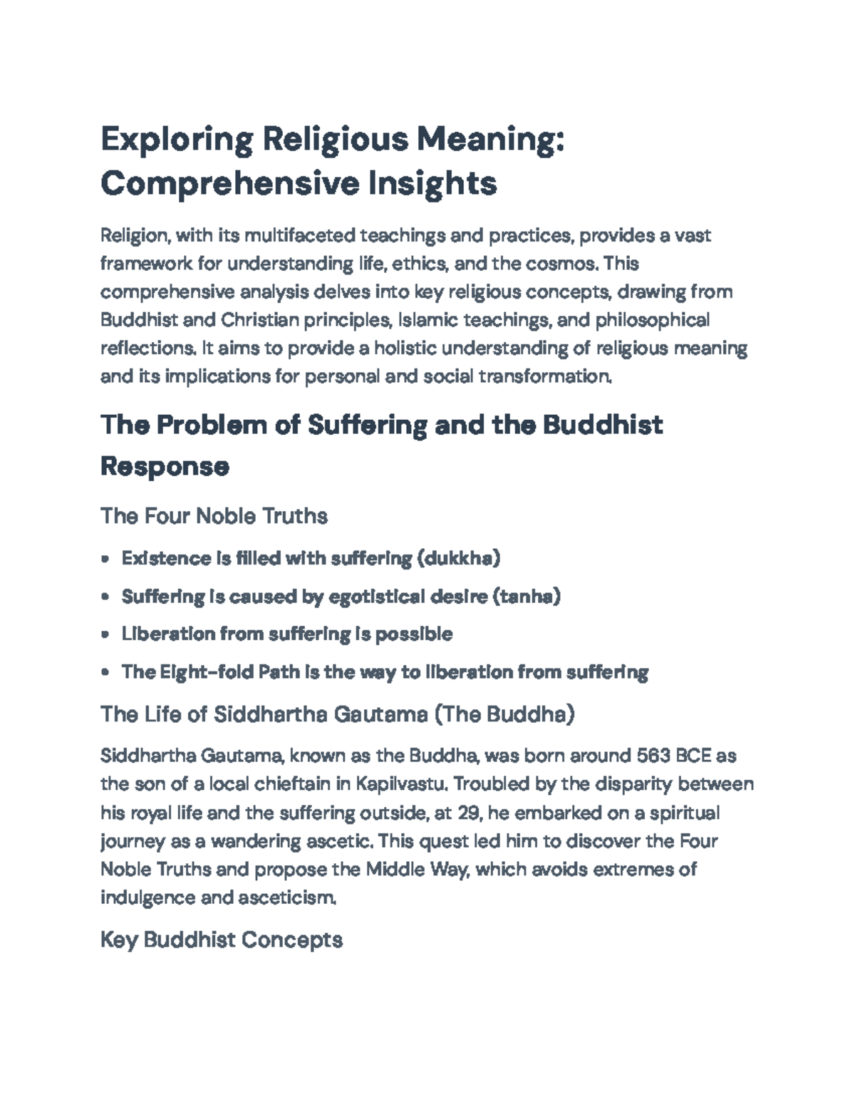 Exploring Religious Meaning: Insights from Buddhism, Christianity ...