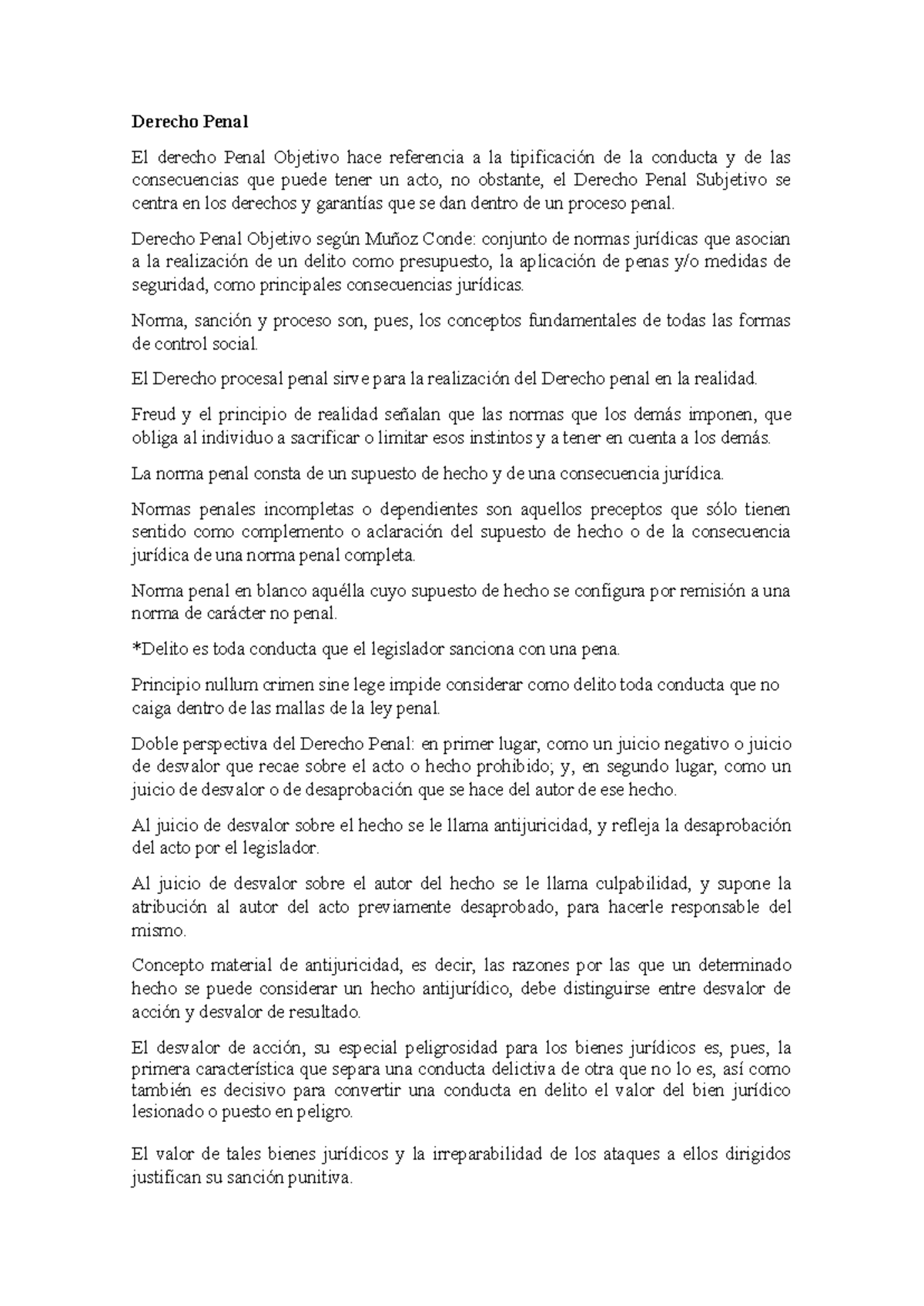 Derecho Penal: Conceptos Fundacionales y Teoría del Delito - Studocu