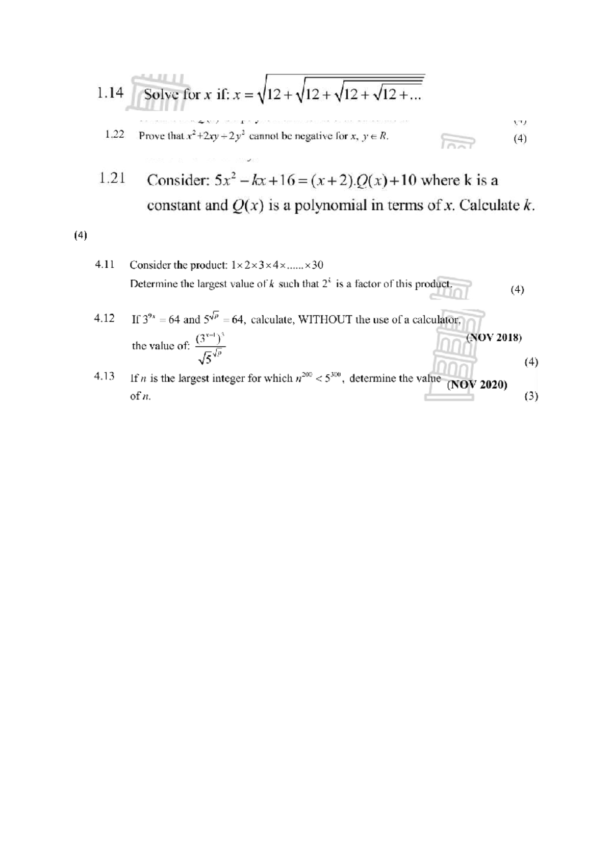 Mathematics Paper 1 - Problem Solving and Calculations (NOV 2020) - Studocu