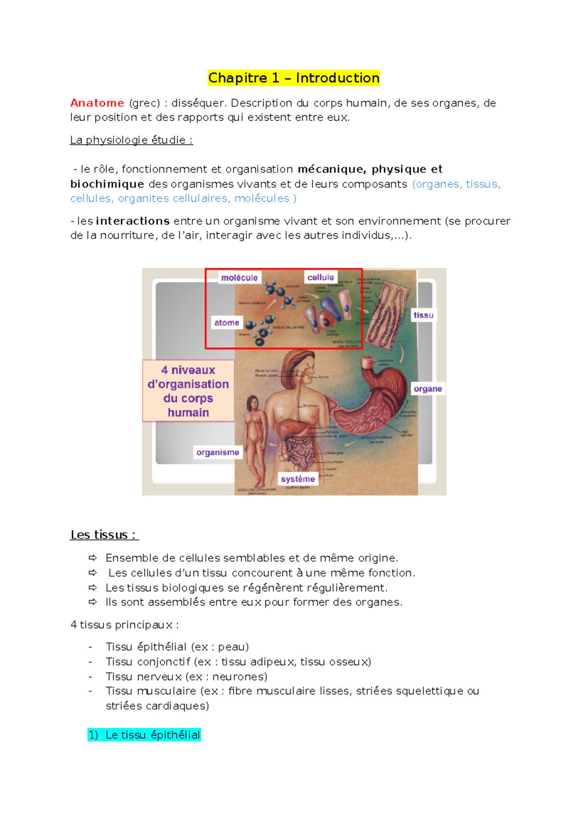 Introduction to Human Anatomy and Physiology (Course Code: Anatomy ...