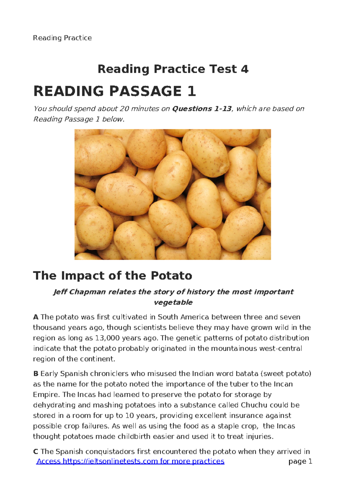 Volume 2 Test 4 - IELTS Reading Comprehension Practice - Studocu