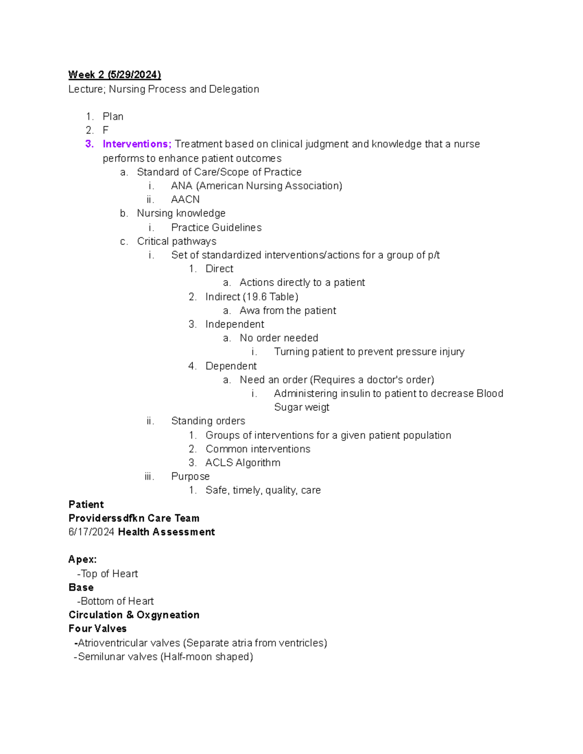 Health Assessment Notes; Exam 1 Notes; Accelerated Summer Course; Final ...