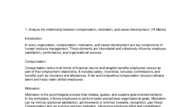 HRM 101: Analyzing Compensation, Feedback, and Training Methods - Studocu