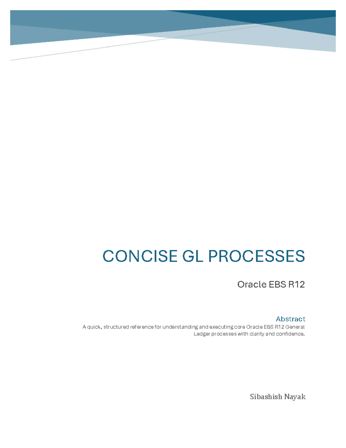 EBS R12 Oracle GL Processes: A Concise Quick Reference Guide - Studocu