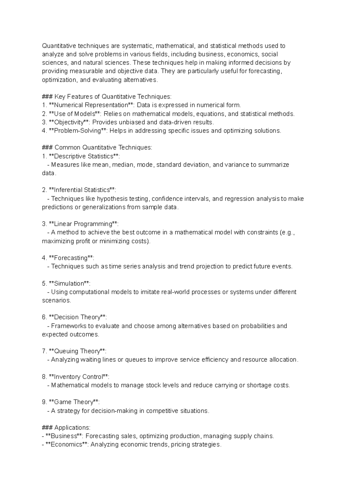 Quantitative Techniques Reviewer - Quantitative techniques are ...